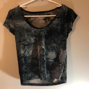 Black velvet low neck T-shirt